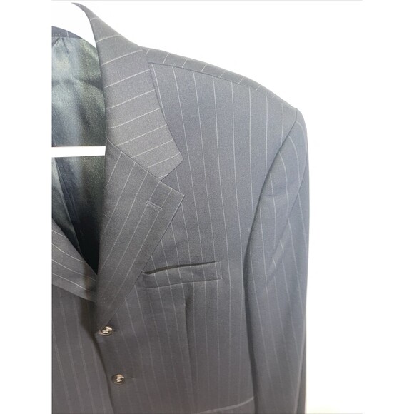 Chaps Suit Jacket Men’s Size 40R Black Pinstripe Three Button Wool Formal - Picture 4 of 13